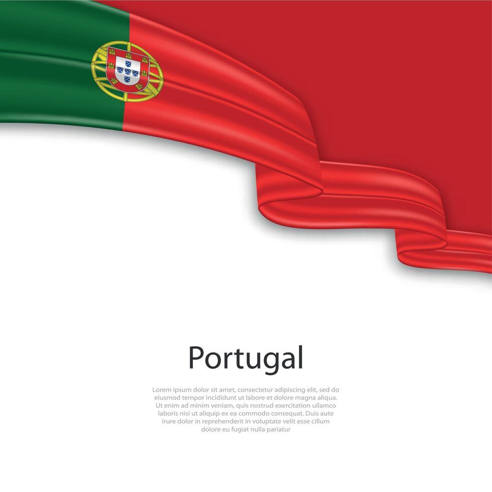 Waving ribbon with flag of Portugal vector