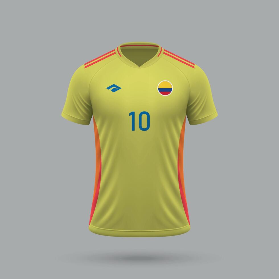 3d realistic soccer jersey Colombia national team 2024 vector