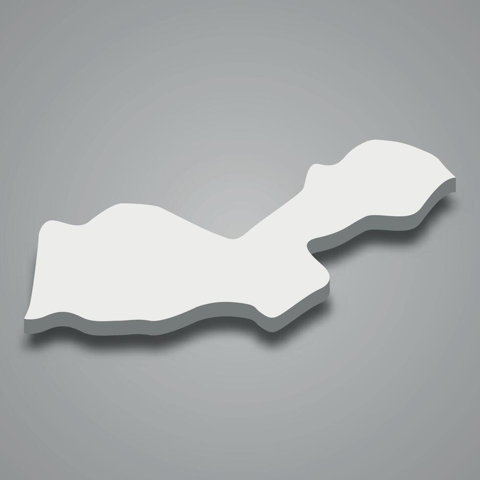 3d isometric map of Dire Dawa is a region of Ethiopia vector
