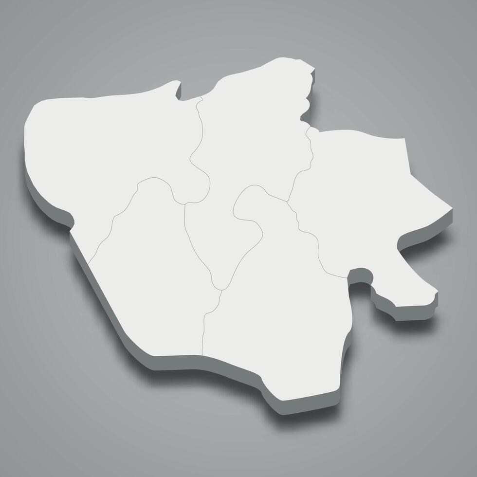 3d isometric map of Kasai-Oriental is a region of DR Congo vector