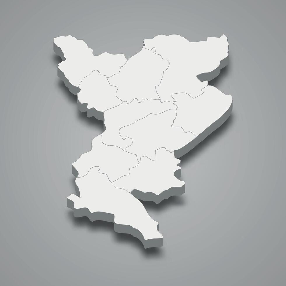 3d isometric map of Siliana is a Governorate of Tunisia vector