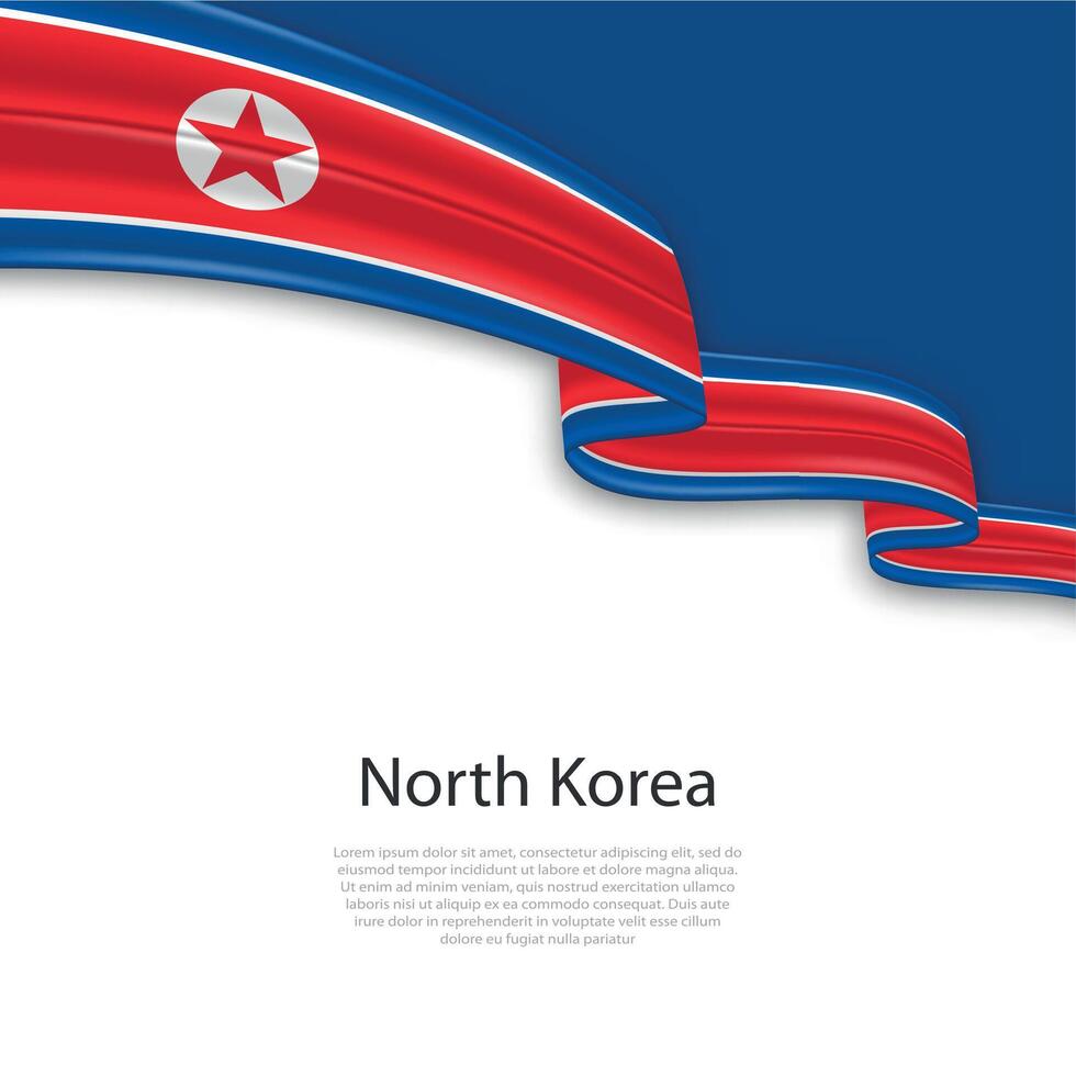 Waving ribbon with flag of North Korea vector