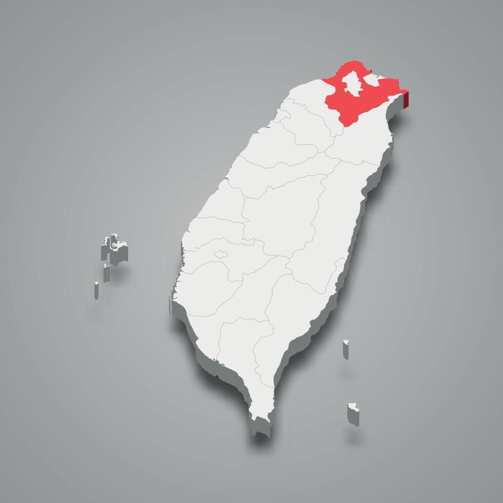 New Taipei City division location within Taiwan 3d map vector