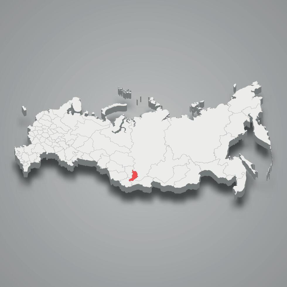 Khakassia region location within Russia 3d map vector