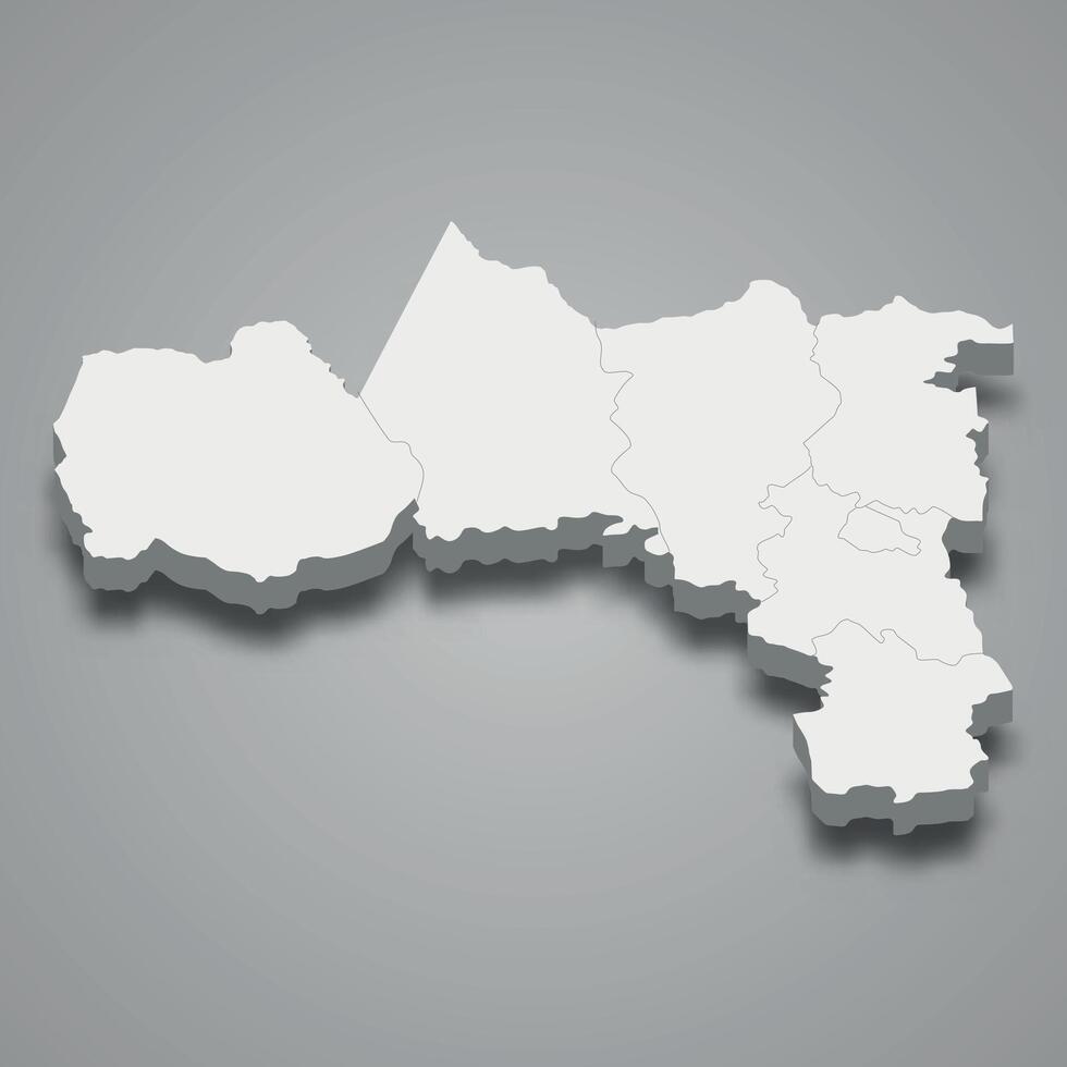 3d isometric map of Tigray is a region of Ethiopia vector