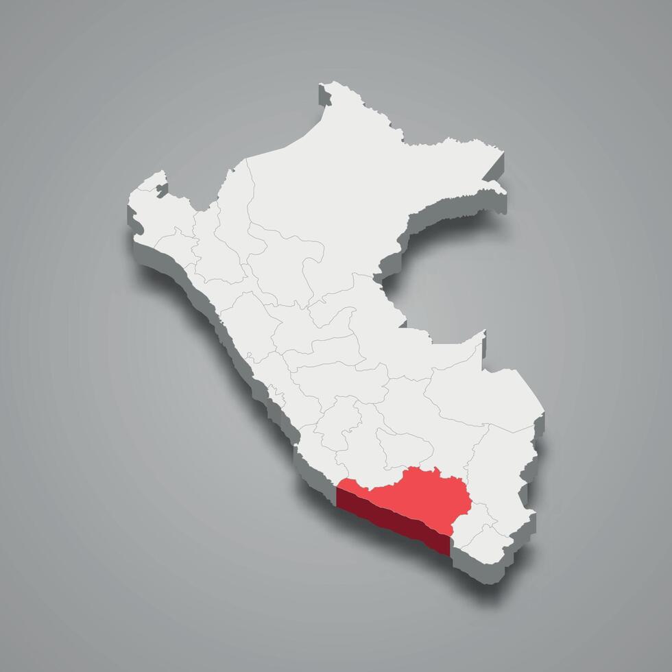 Arequipa department location within Peru 3d map vector