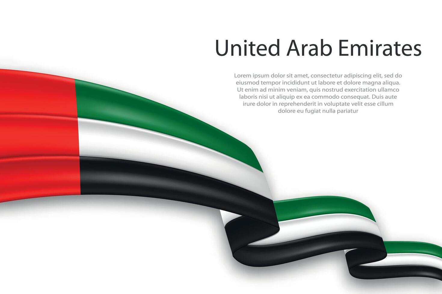 Abstract Wavy Flag of United Arab Emirates on White Background vector