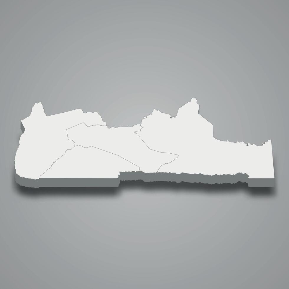 3d isometric map of South is a region of Cameroon vector