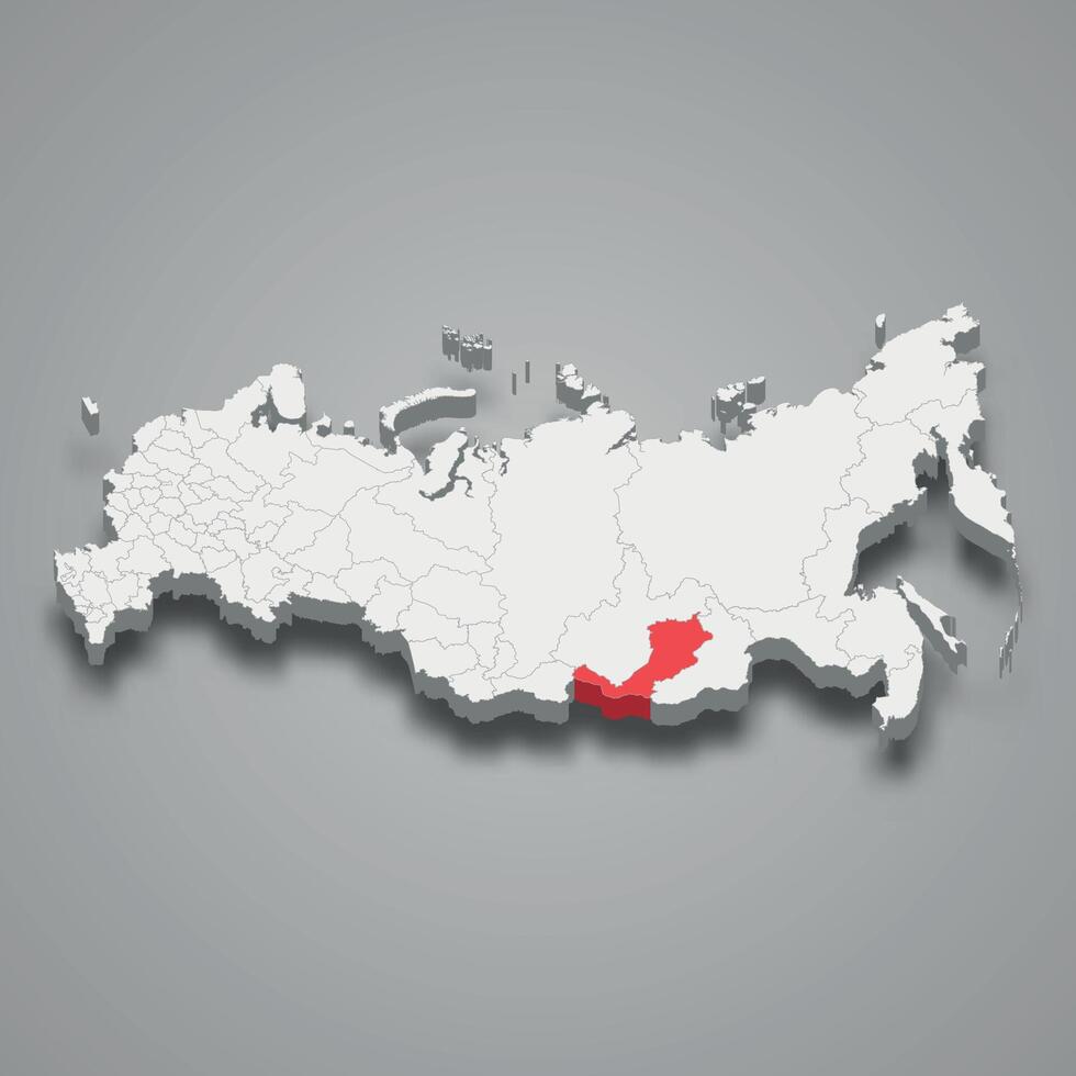 Buryatia region location within Russia 3d map vector