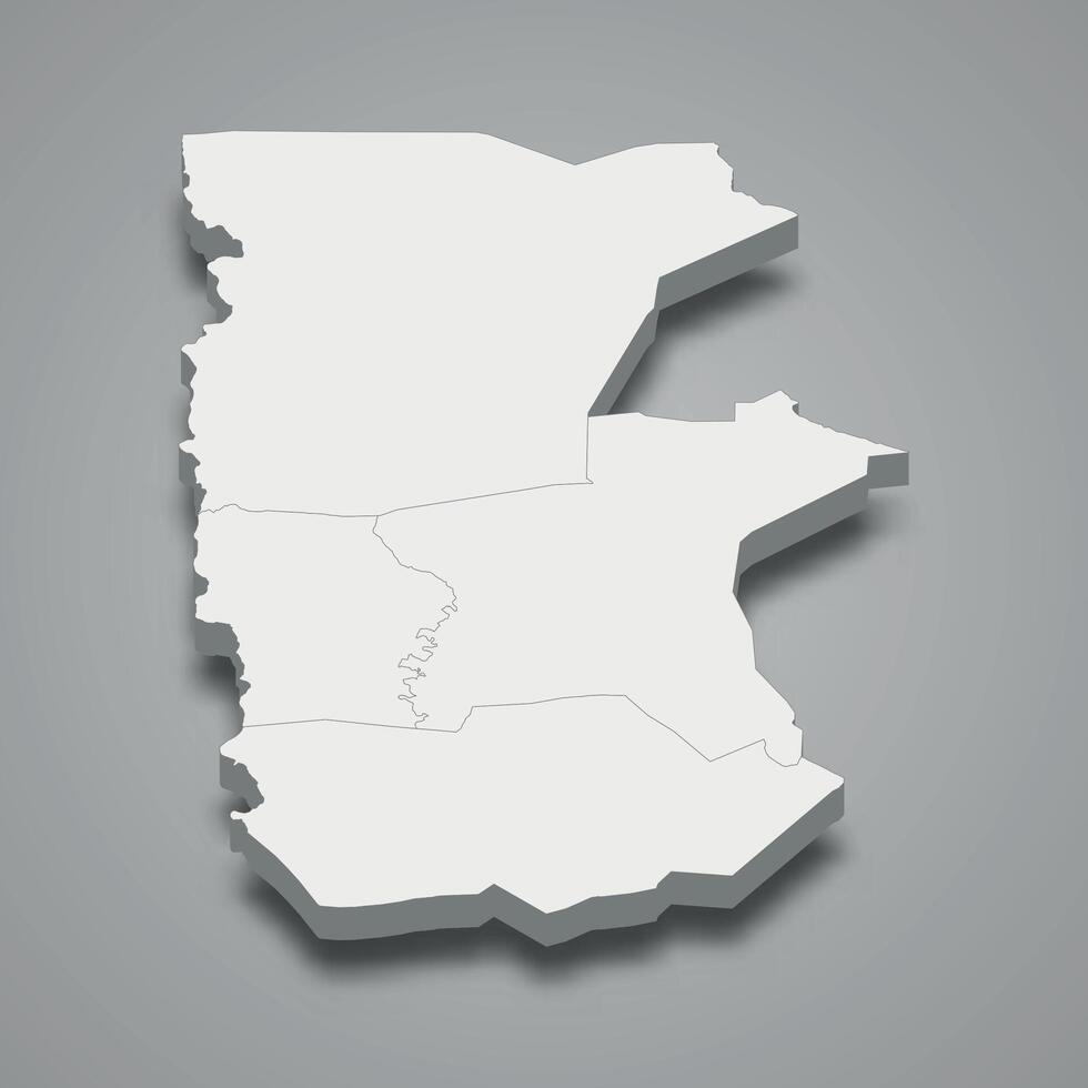 3d isometric map of Haut-Sassandra is region of Ivory Coast vector