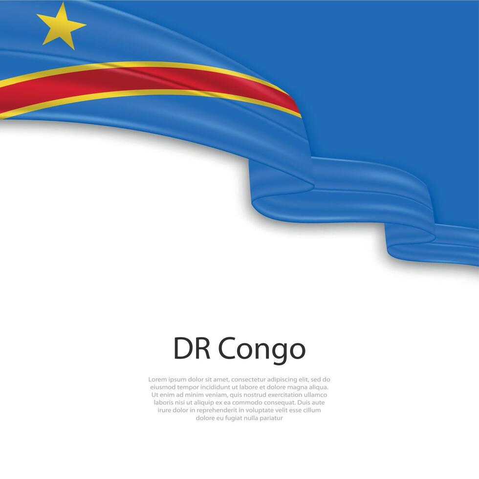 Waving ribbon with flag of DR Congo vector