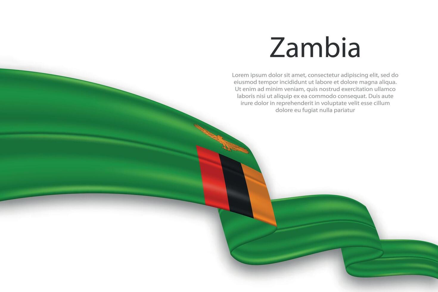 Abstract Wavy Flag of Zambia on White Background vector