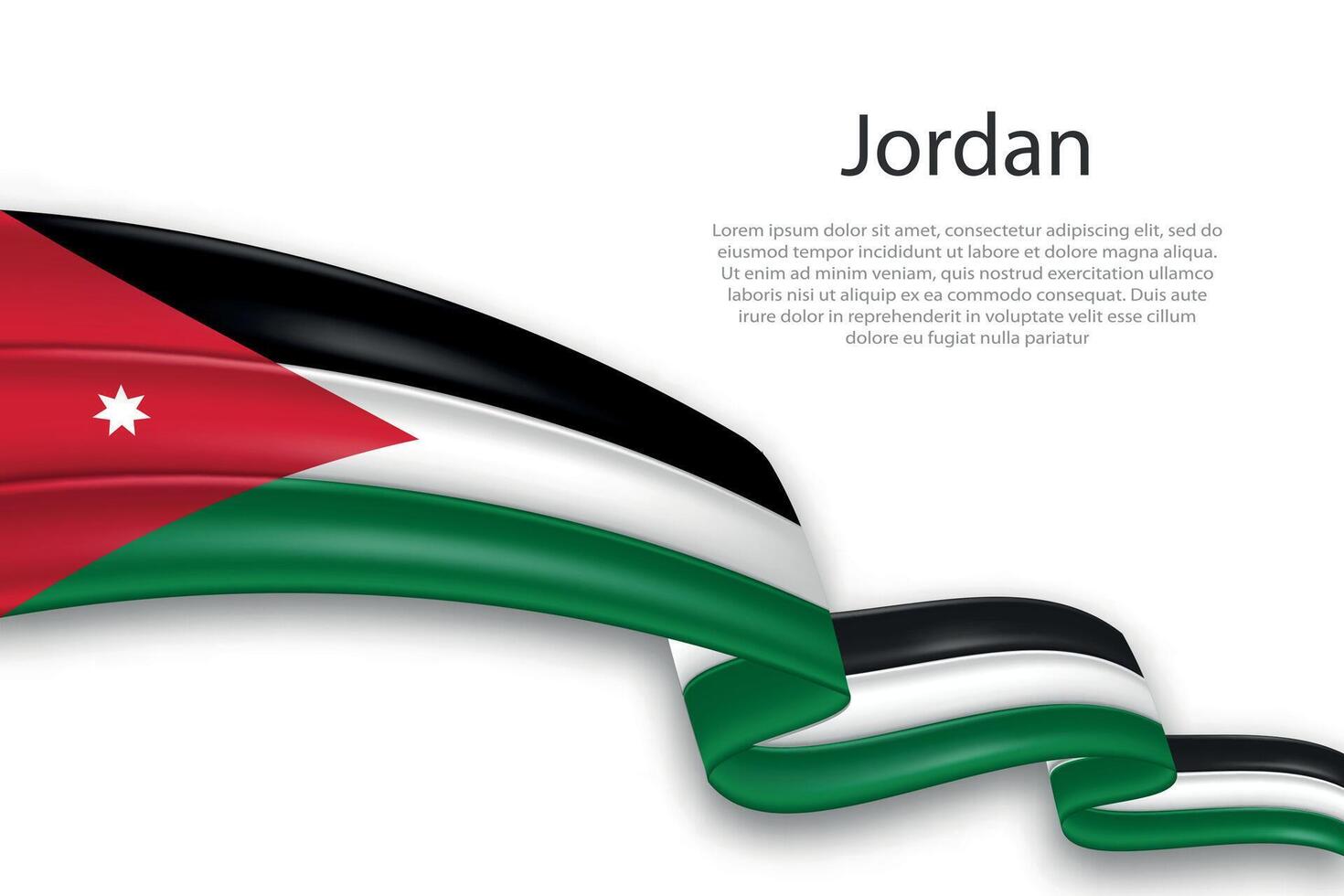 Abstract Wavy Flag of Jordan on White Background vector