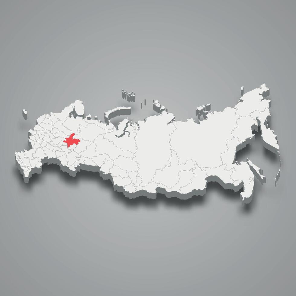 Kirov region location within Russia 3d map vector