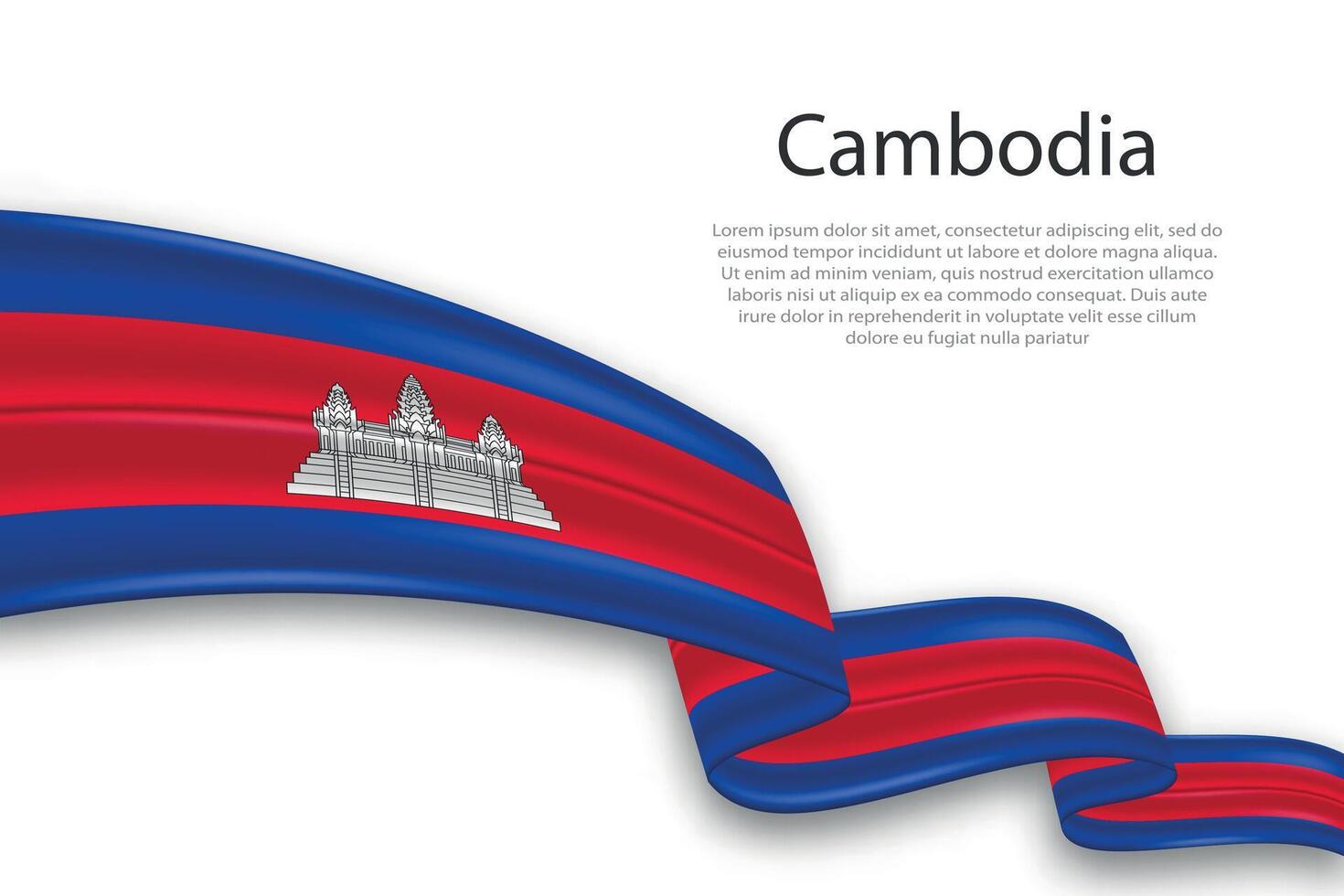 Abstract Wavy Flag of Cambodia on White Background vector