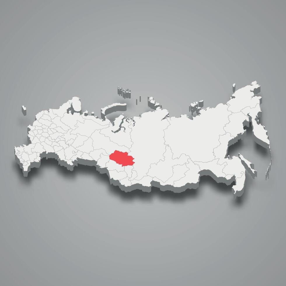 Tomsk region location within Russia 3d map vector