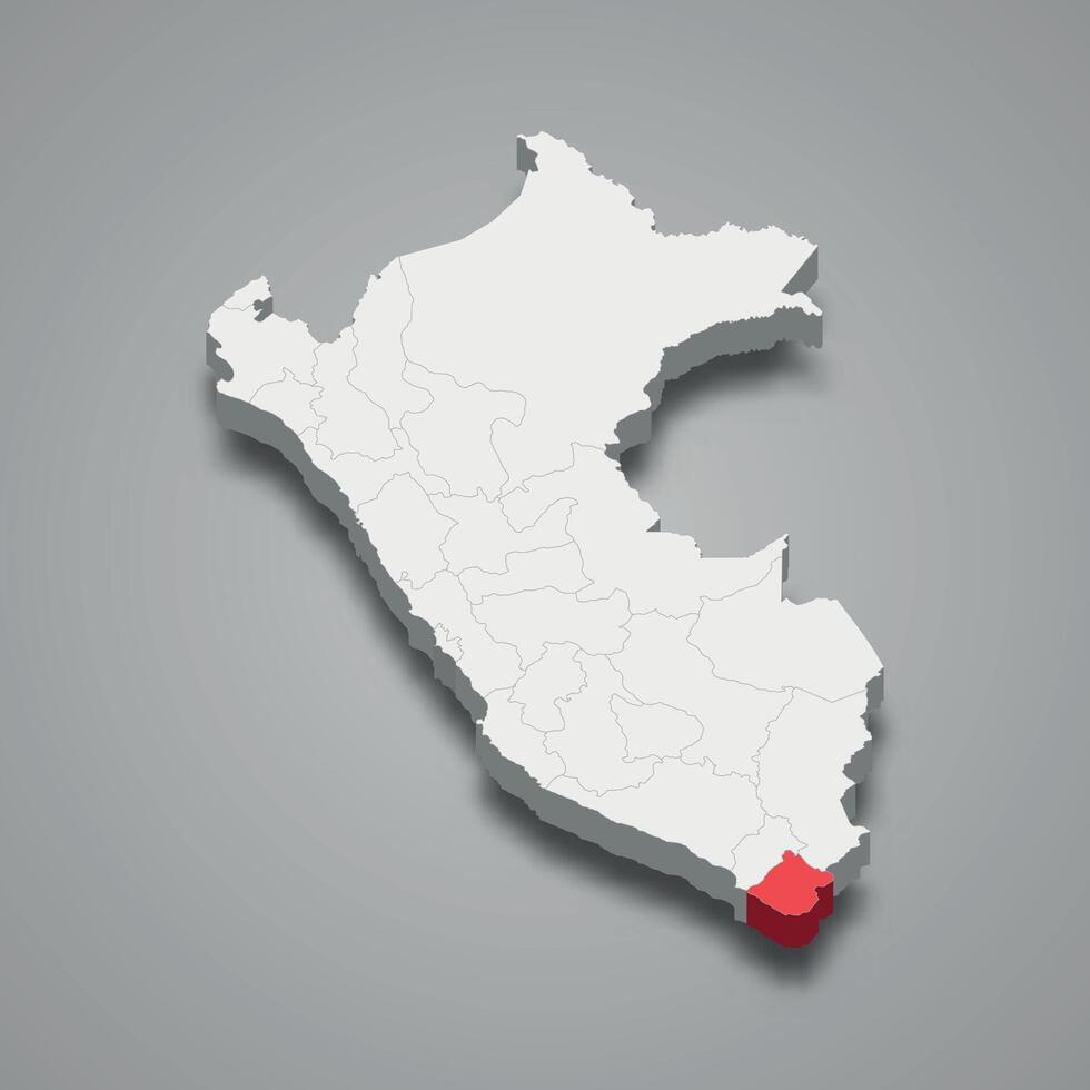 Tacna department location within Peru 3d map vector