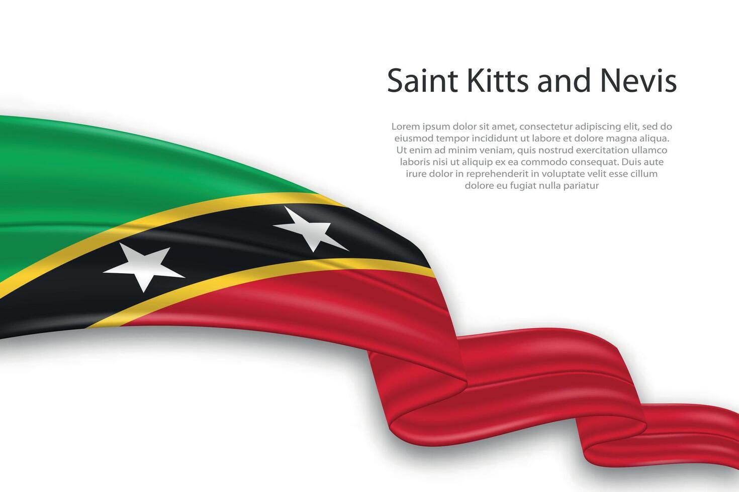 Abstract Wavy Flag of Saint Kitts and Nevis on White Background vector