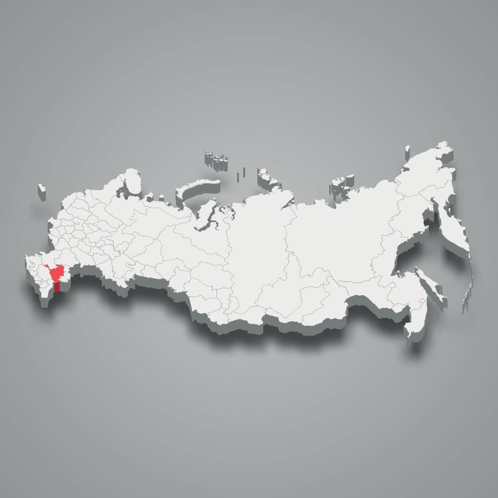 Kalmykia region location within Russia 3d map vector