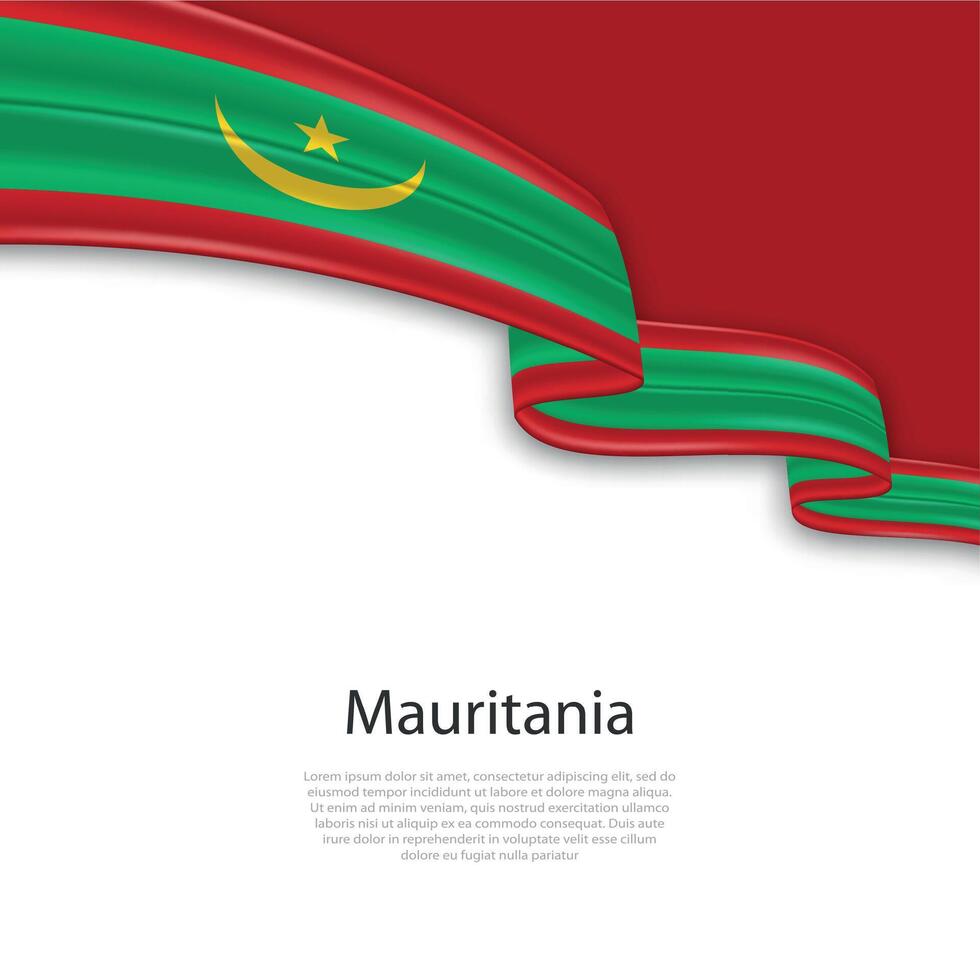 Waving ribbon with flag of Mauritania vector