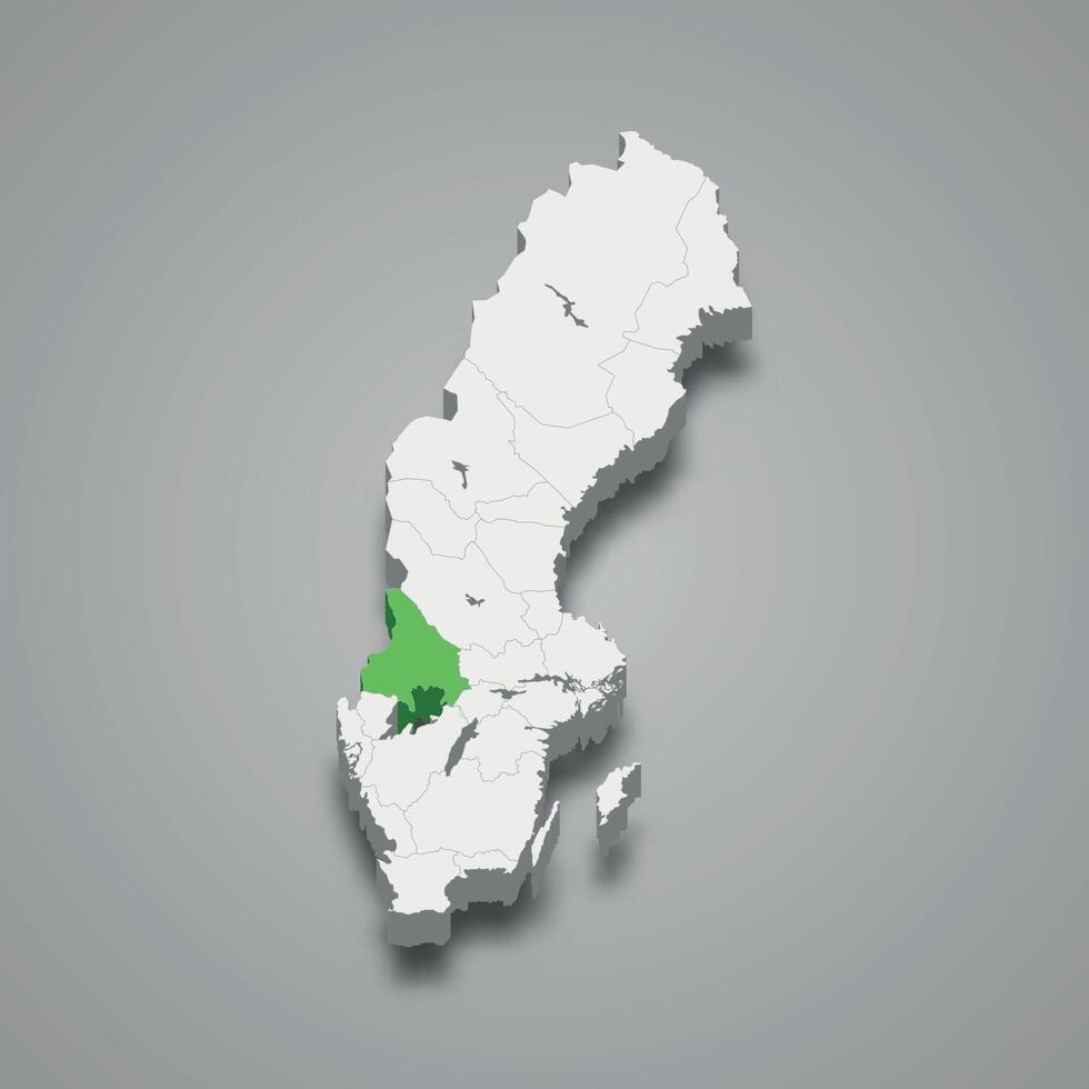 Varmland historical province location within Sweden 3d map vector