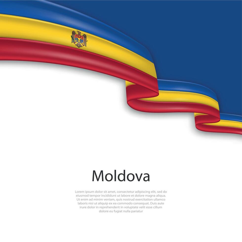 Waving ribbon with flag of Moldova vector