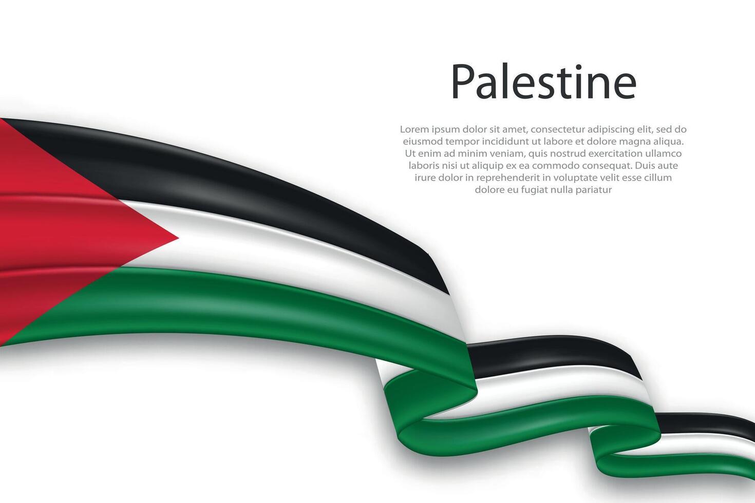 Abstract Wavy Flag of Palestine on White Background vector