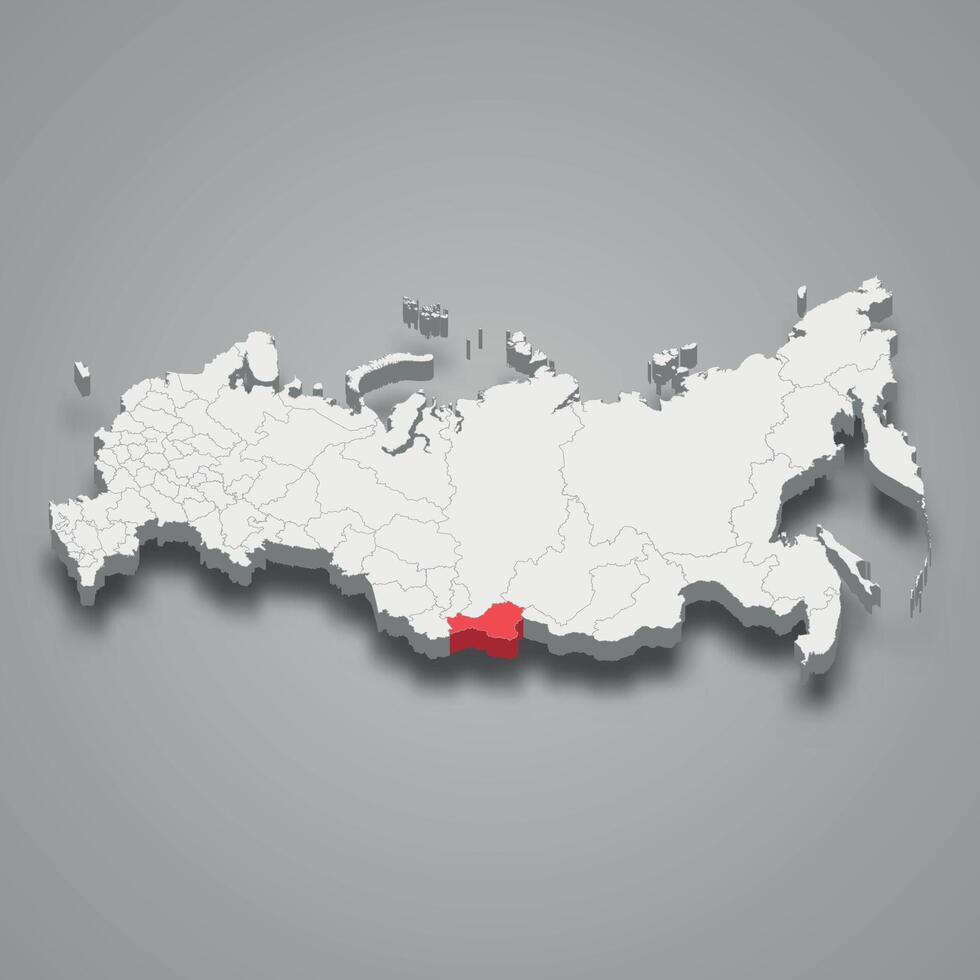 Tuva region location within Russia 3d map vector