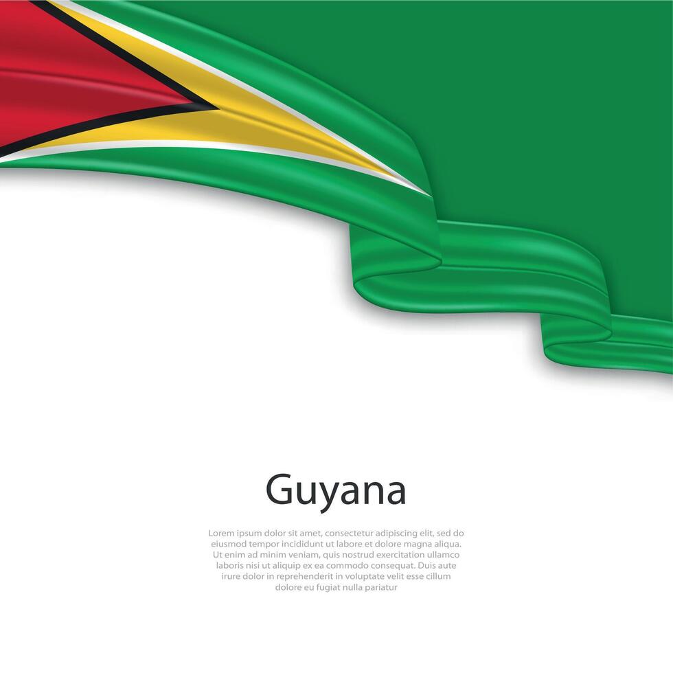 Waving ribbon with flag of Guyana vector