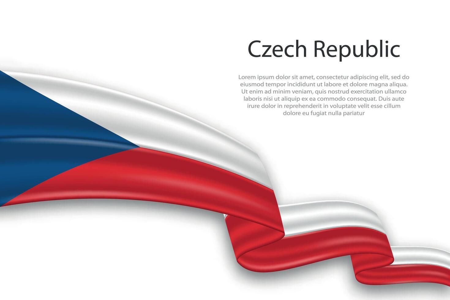 Abstract Wavy Flag of Czech Republic on White Background vector