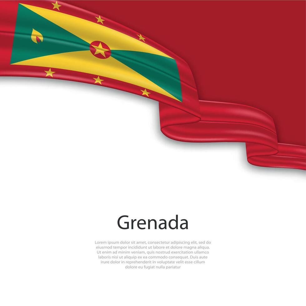 Waving ribbon with flag of Grenada vector