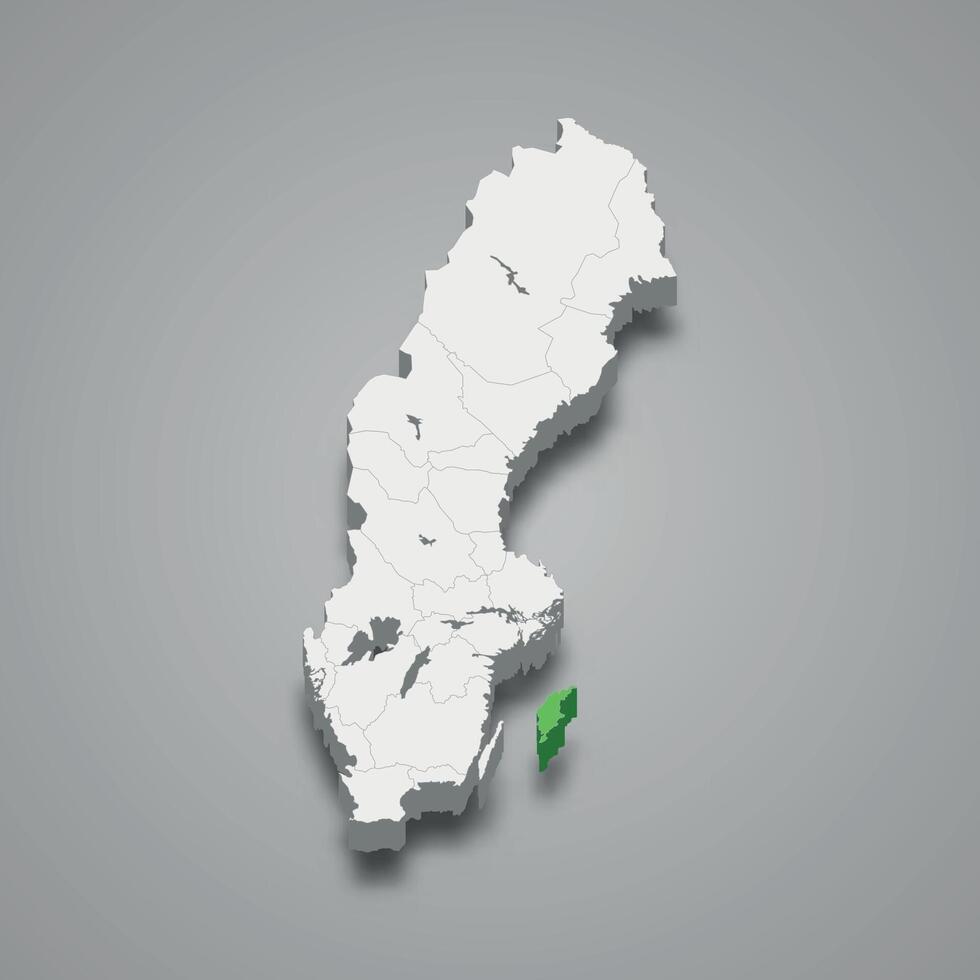 Gotland historical province location within Sweden 3d map vector