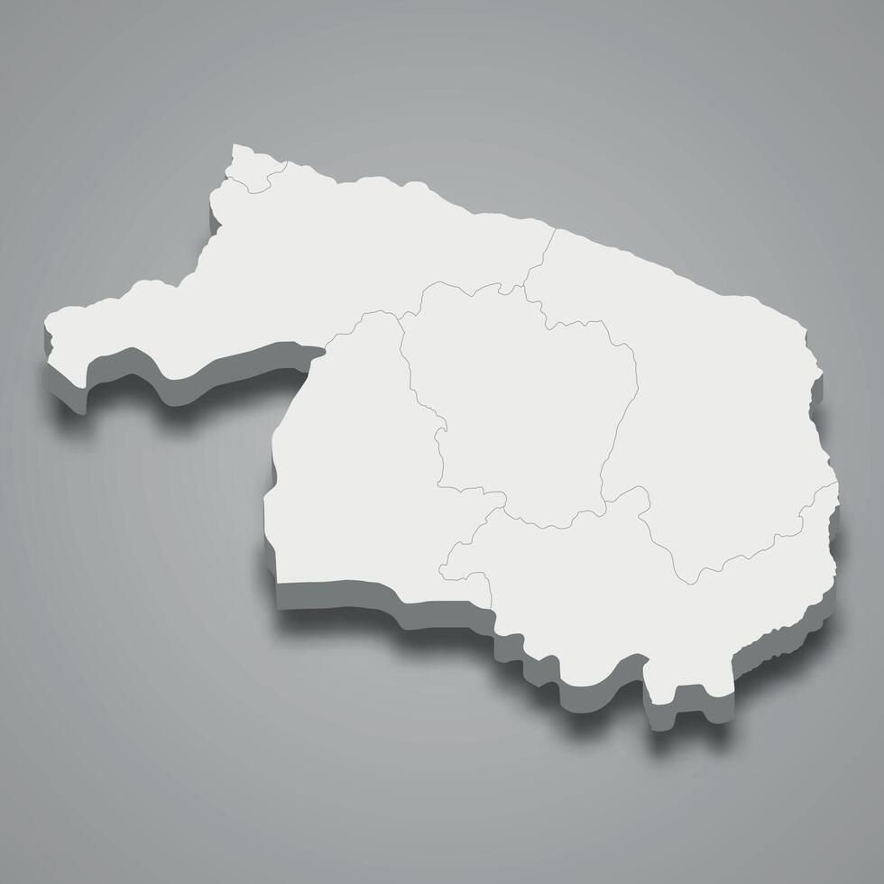 3d isometric map of Kwilu is a region of DR Congo vector