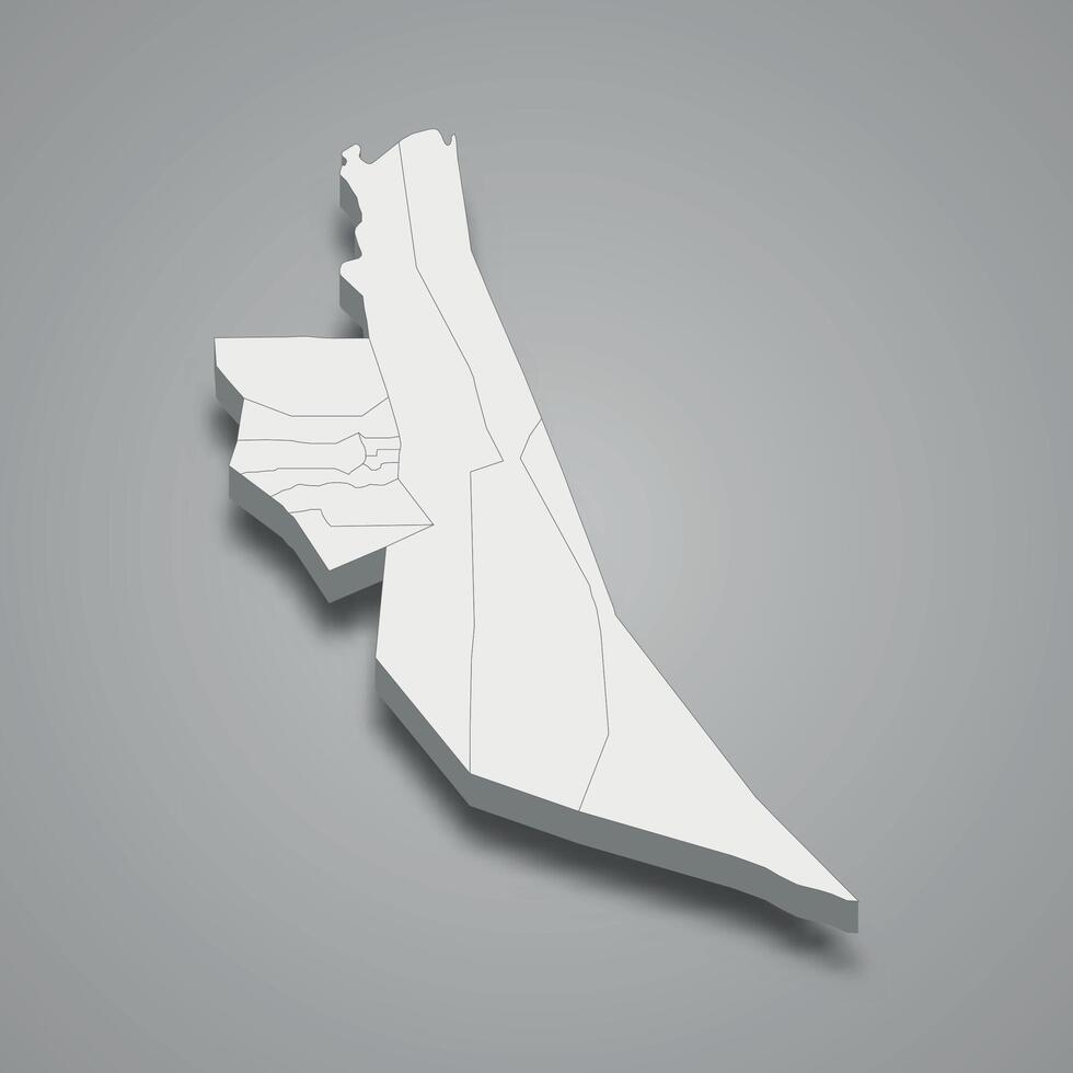 3d isometric map of Touggourt is a region of Algeria vector
