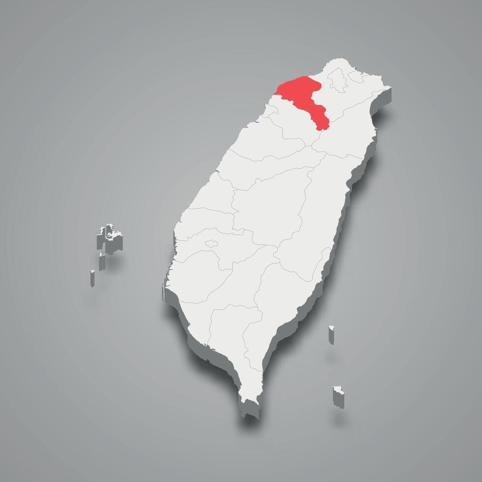 Taoyuan division location within Taiwan 3d map vector