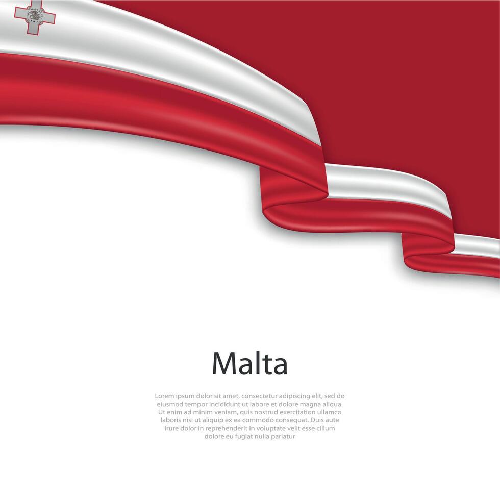 Waving ribbon with flag of Malta vector