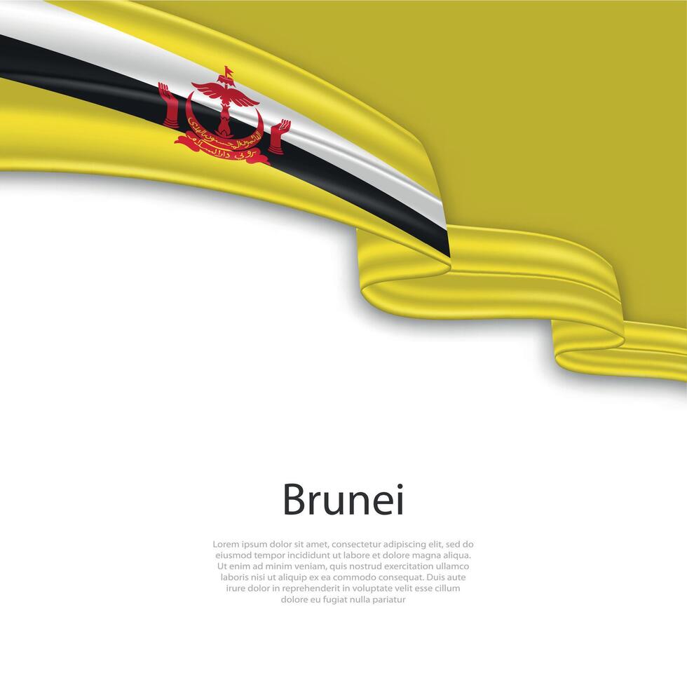 Waving ribbon with flag of Brunei vector