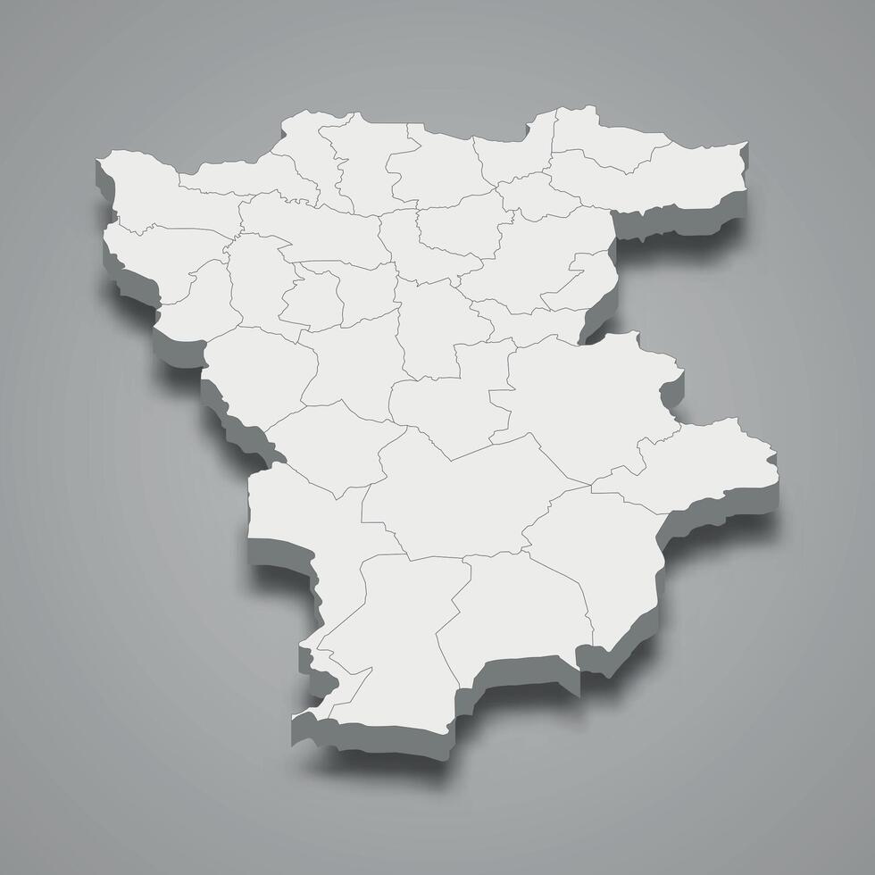 3d isometric map of Mila is a region of Algeria vector