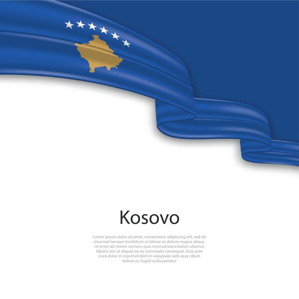 Waving ribbon with flag of Kosovo vector