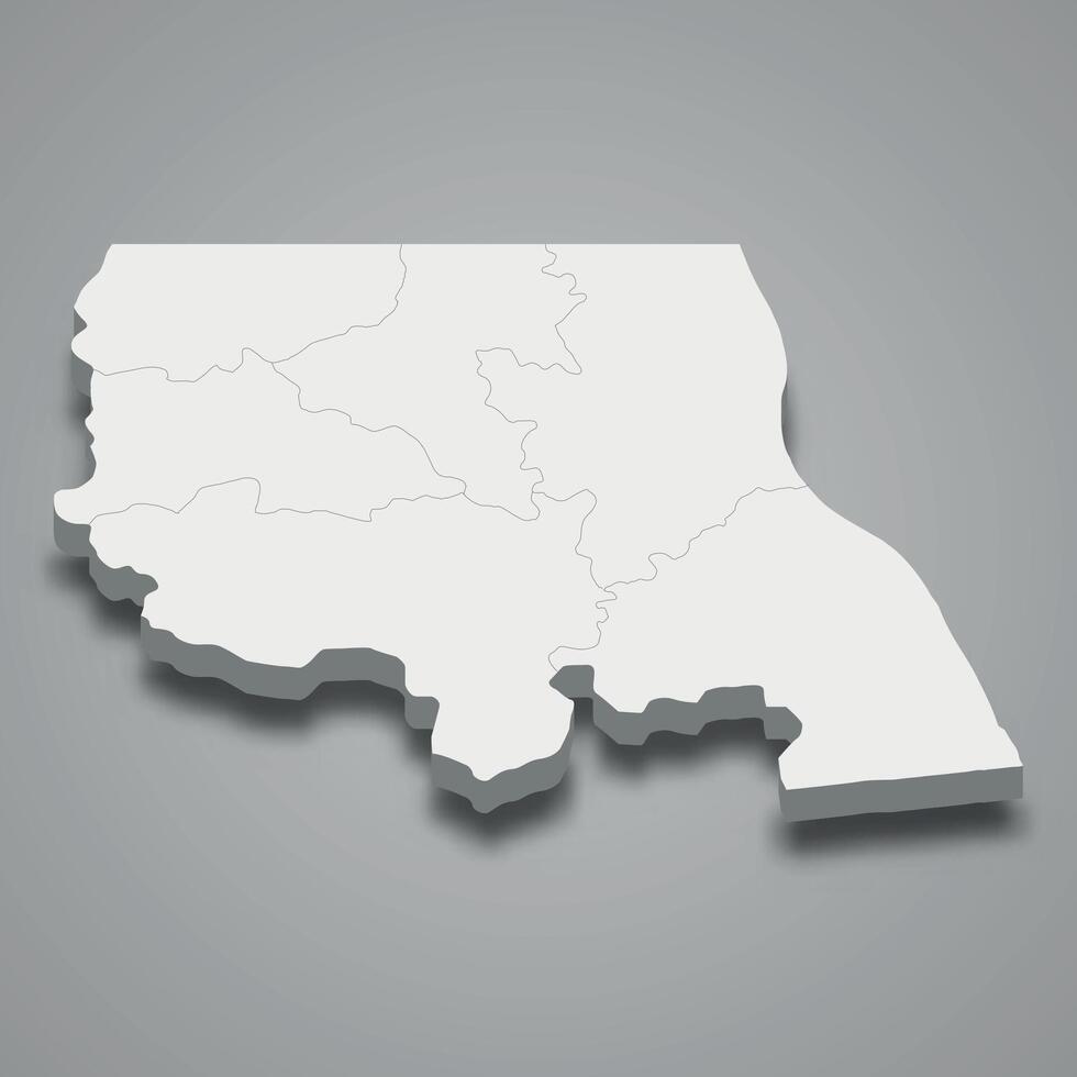 3d isometric map of Tanganyika is a region of DR Congo vector