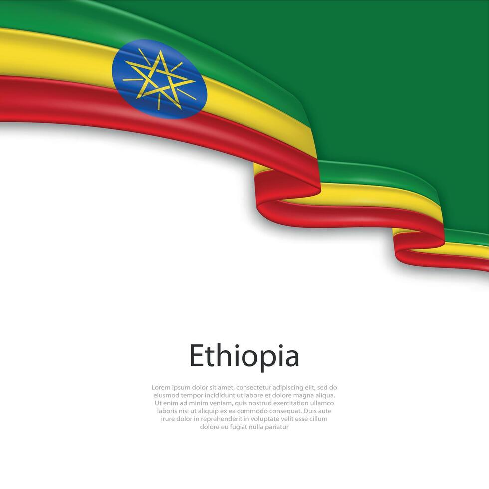 Waving ribbon with flag of Ethiopia vector