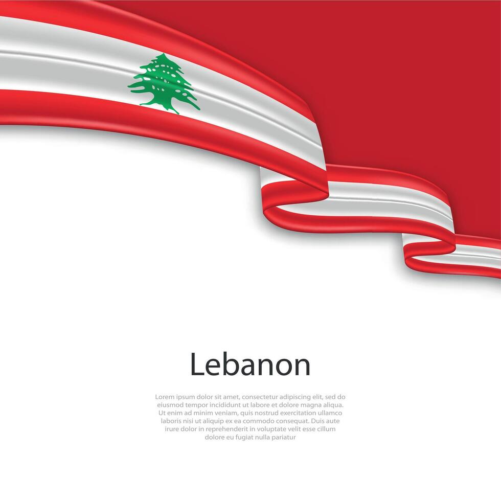 Waving ribbon with flag of Lebanon vector