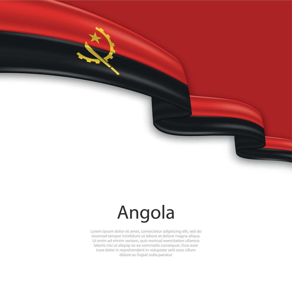 Waving ribbon with flag of Angola vector