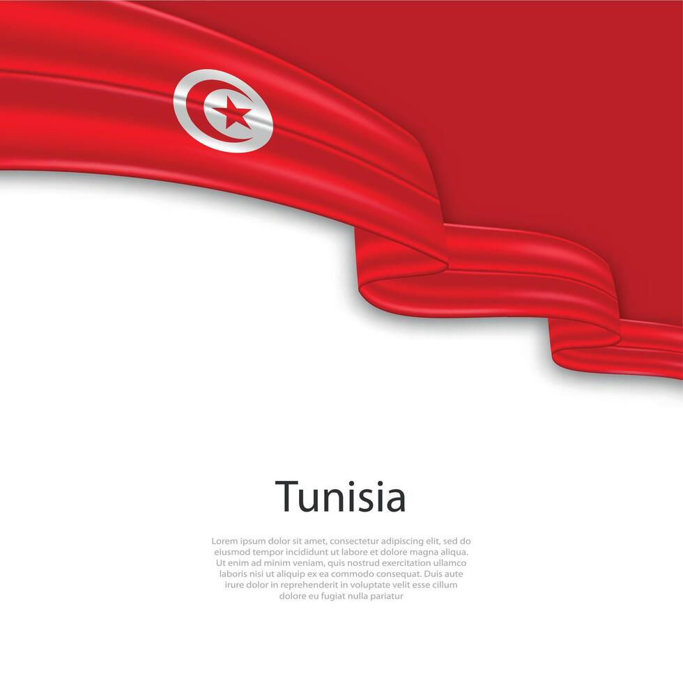 Waving ribbon with flag of Tunisia vector