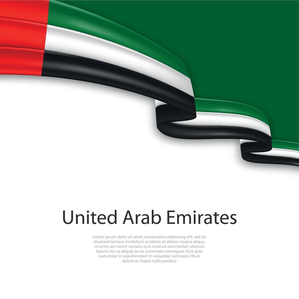 Waving ribbon with flag of United Arab Emirates vector