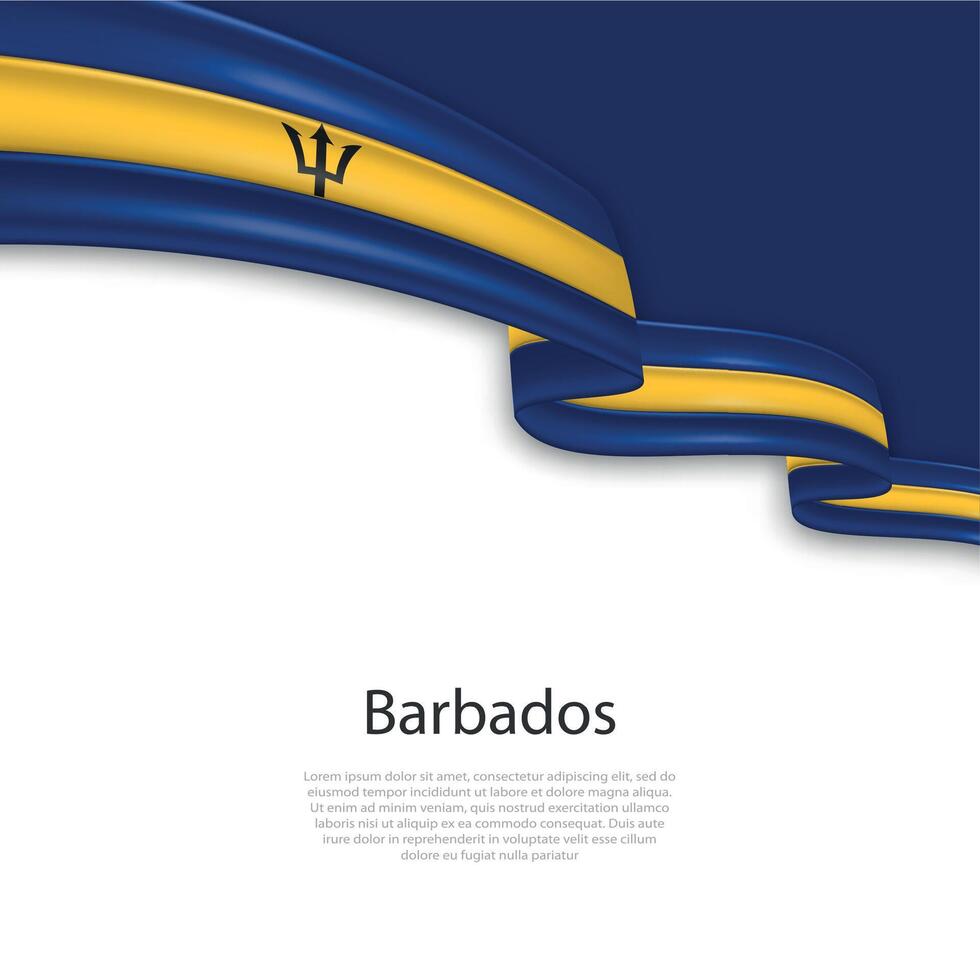 Waving ribbon with flag of Barbados vector