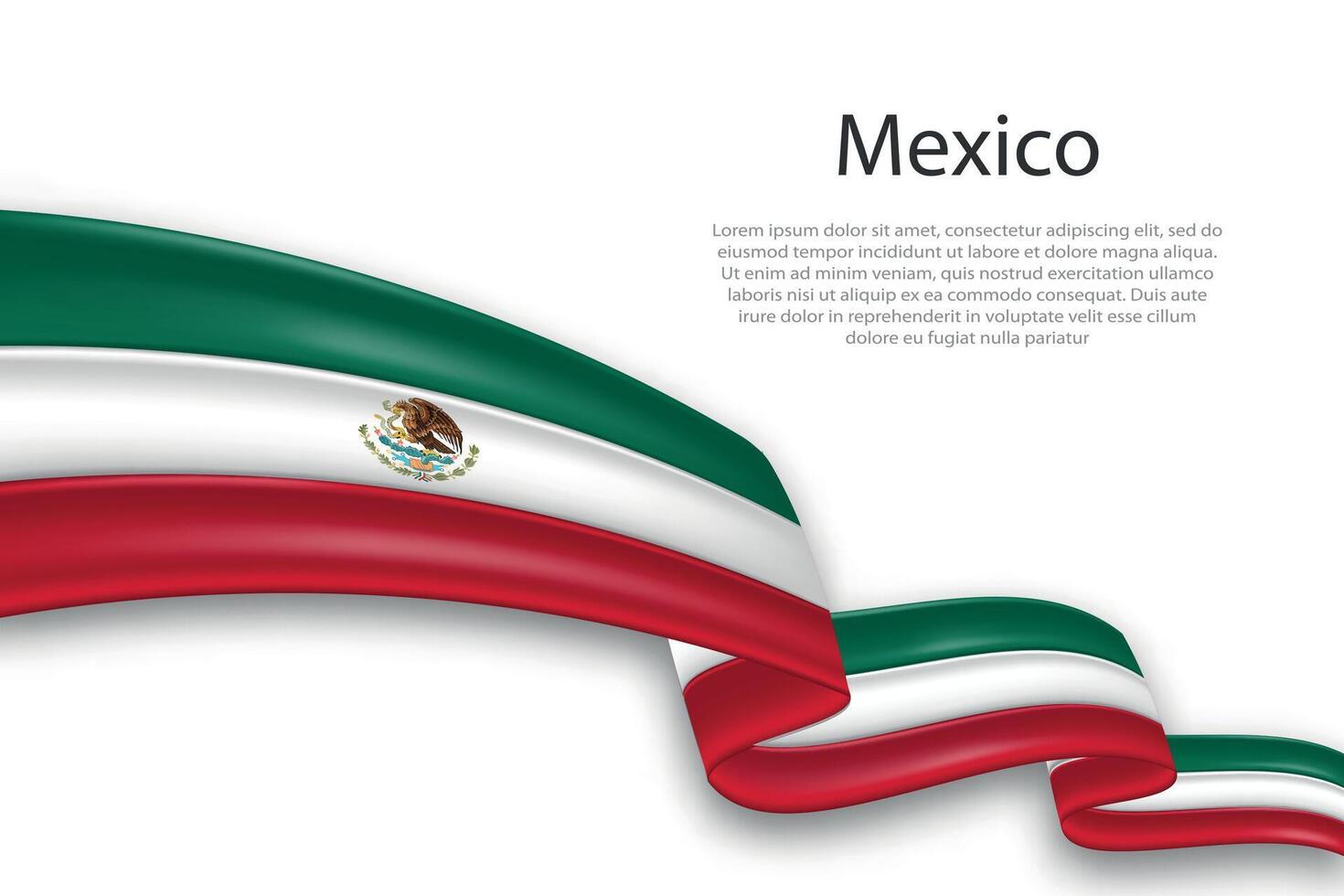 Abstract Wavy Flag of Mexico on White Background vector