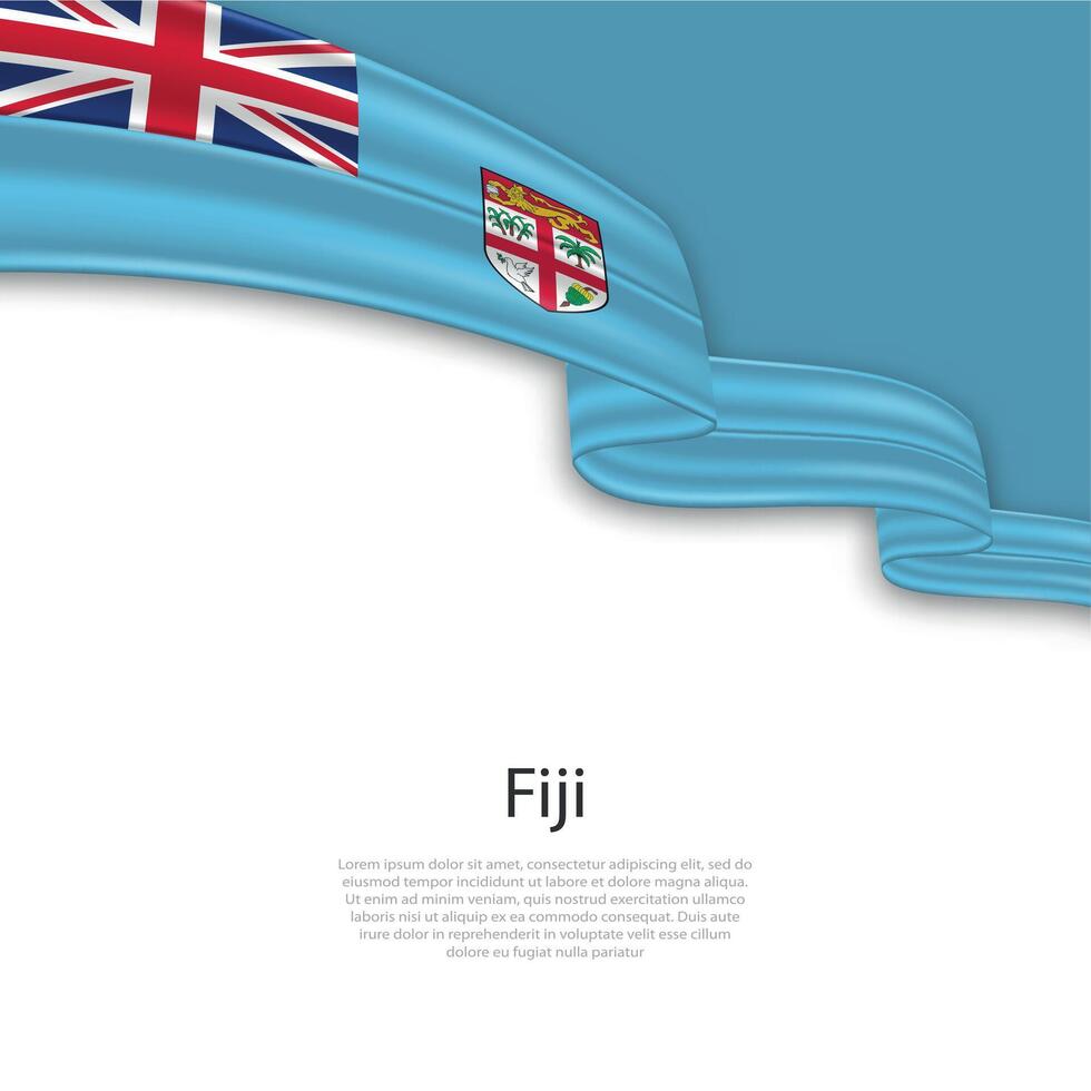 Waving ribbon with flag of Fiji vector