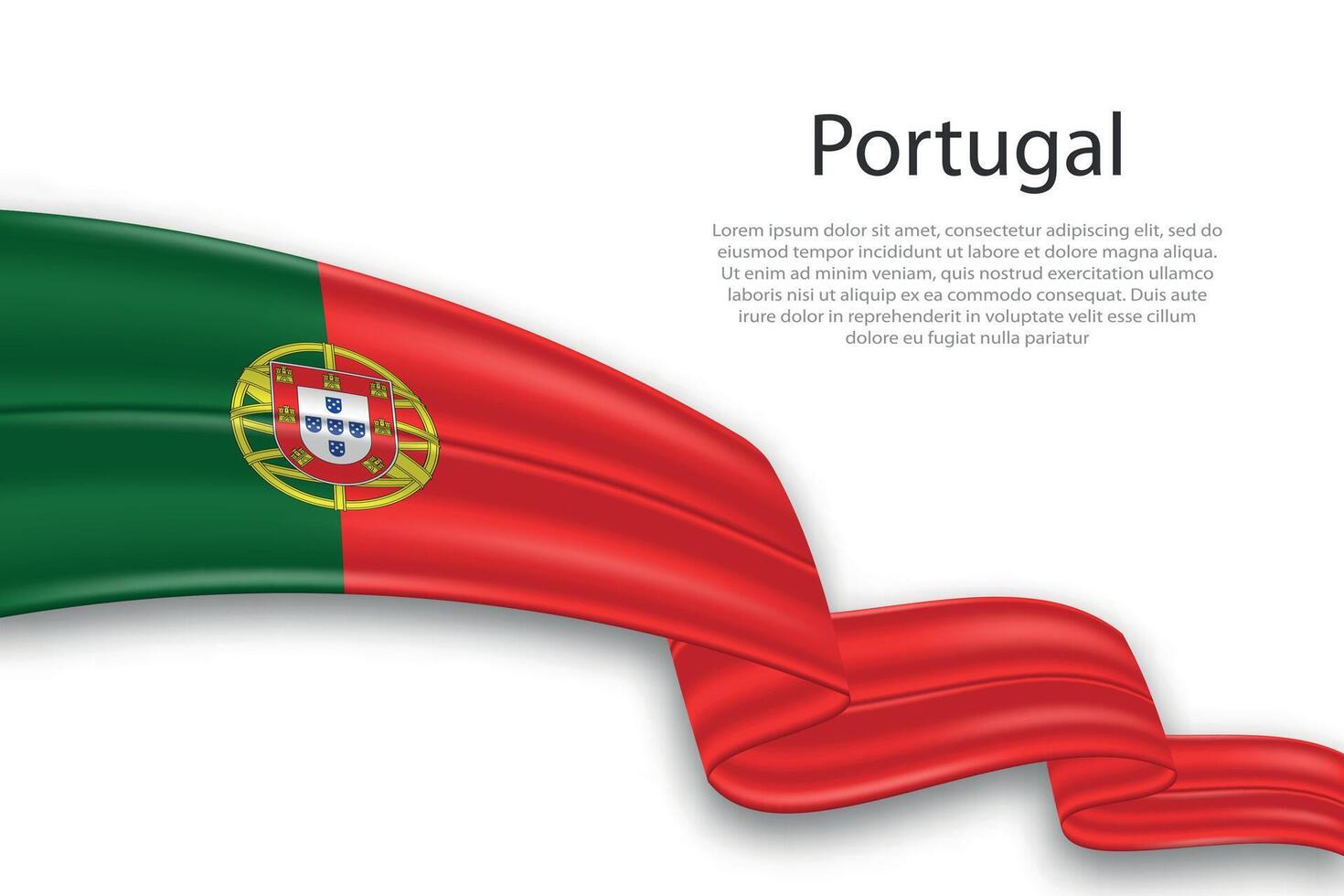 Abstract Wavy Flag of Portugal on White Background vector