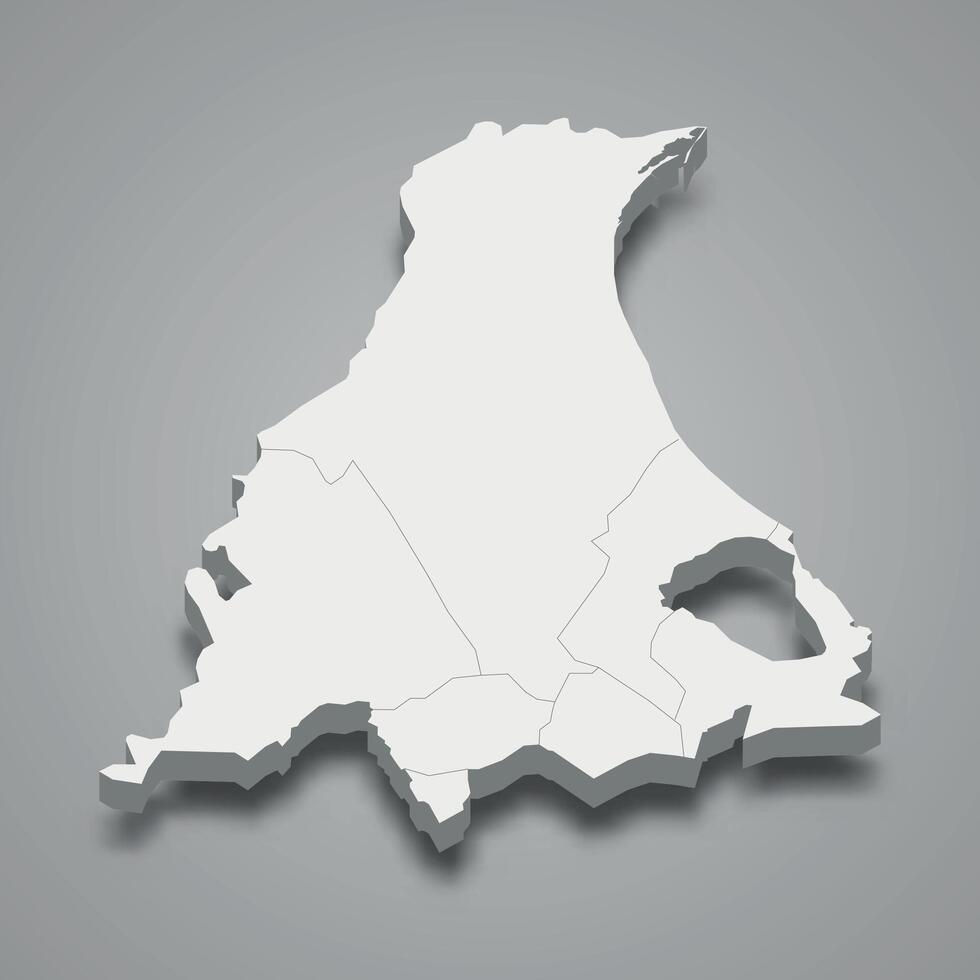 3d isometric map of Ariana is a Governorate of Tunisia vector